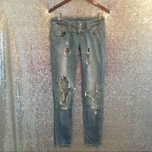Almost Famous Heavily Distressed Jeans- Size 3